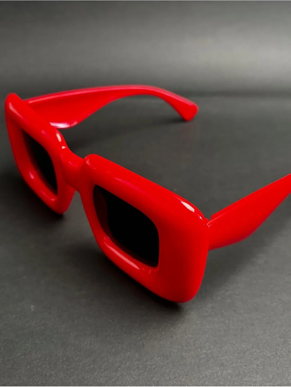 Red Retro Square Sunglasses - Bold Red Frame